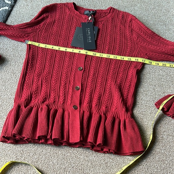 Carlisle Beauty Burgundy Cardigan Sweater set with Shell - Picture 8 of 16